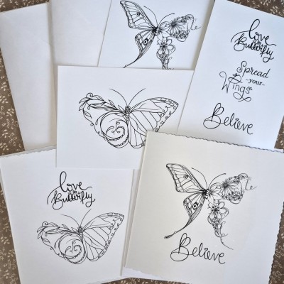 Flower Butterfly Printed Card Packs