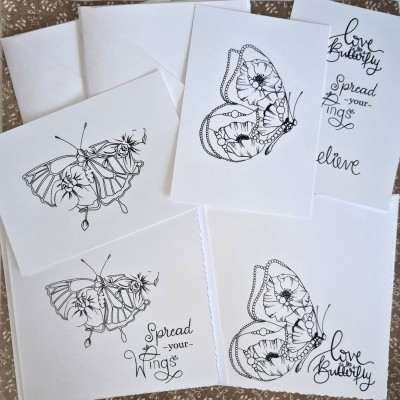 Poppy Butterfly Printed Card Pack