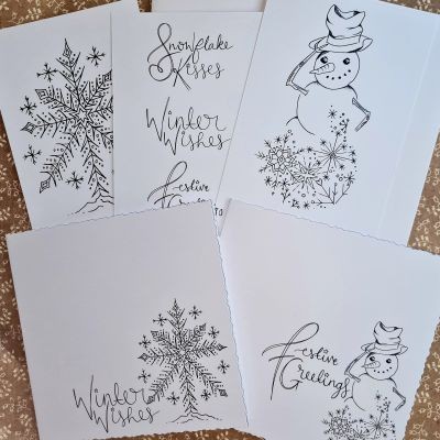 Snowman and Snowflake Tree Printed Card Pack