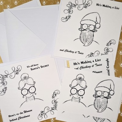 Mr and Mrs Christmas Printed Card Pack