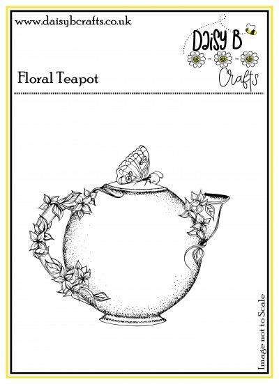 Floral Teapot Mini Polymer Craft Stamp